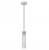 Lampa wisząca niklowana tuba z ryflowanego szkła minimalistyczna klasyczna QUINCY P01828NS Cosmo Light